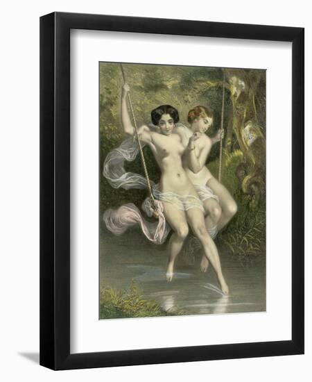 Two Ladies on a Swing, Illustration from "Les Sylphides"-Charles Bargue-Framed Giclee Print