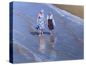 Two Ladies Paddling - Weston-Super-Mare-Peter Breeden-Stretched Canvas