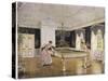 Two Ladies Play in an Elegant Billiard-Room-null-Stretched Canvas