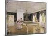 Two Ladies Play in an Elegant Billiard-Room-null-Mounted Photographic Print