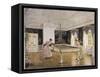 Two Ladies Play in an Elegant Billiard-Room-null-Framed Stretched Canvas