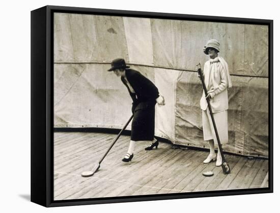 Two Lady Passengers Playing Deck Games on the Boat During the Journey to Egypt, 1923-Harry Burton-Framed Stretched Canvas