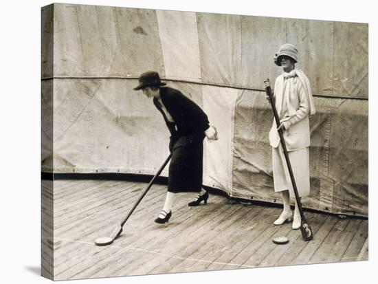 Two Lady Passengers Playing Deck Games on the Boat During the Journey to Egypt, 1923-Harry Burton-Stretched Canvas