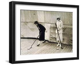 Two Lady Passengers Playing Deck Games on the Boat During the Journey to Egypt, 1923-Harry Burton-Framed Photographic Print