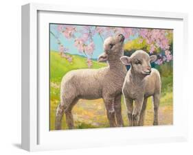 Two Lambs Eating Blossom-Van Der Syde-Framed Giclee Print