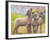 Two Lambs Eating Blossom-Van Der Syde-Framed Giclee Print