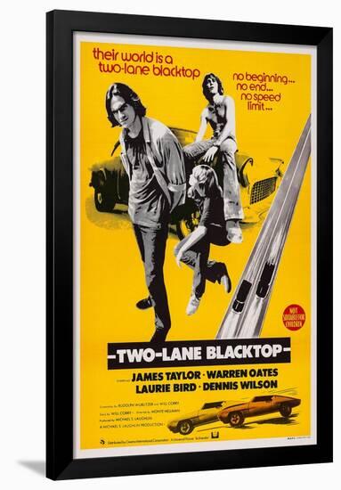 Two-Lane Blacktop, James Taylor, Laurie Bird, Dennis Wilson, 1971-null-Framed Poster