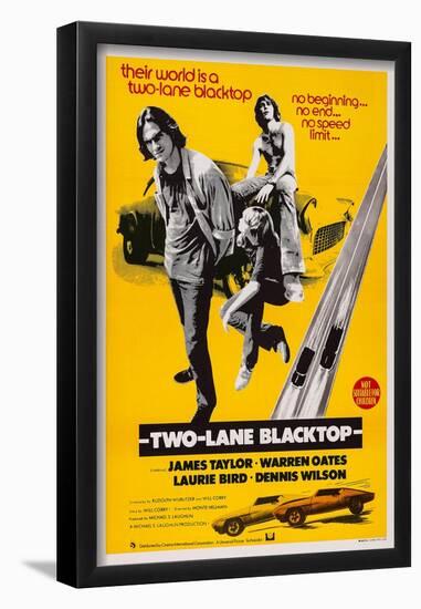 Two-Lane Blacktop, James Taylor, Laurie Bird, Dennis Wilson, 1971-null-Framed Poster