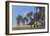 Two Large Brachiosaurus Grazing Along a Bay-null-Framed Art Print