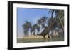 Two Large Brachiosaurus Grazing Along a Bay-null-Framed Art Print