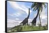 Two Large Brachiosaurus Grazing on a Tall Tree-null-Framed Stretched Canvas