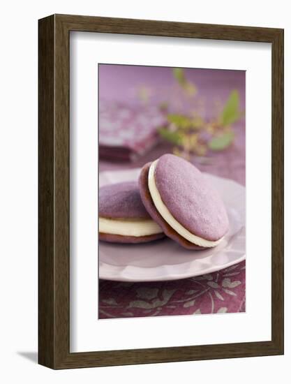 Two Lavender Whoopie Pies on a Plate-Lew Robertson-Framed Photographic Print