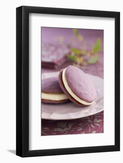 Two Lavender Whoopie Pies on a Plate-Lew Robertson-Framed Photographic Print