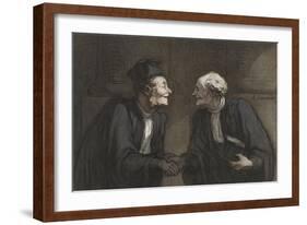 Two Lawyers Shake Hands, C. 1840-60-Honore Daumier-Framed Art Print