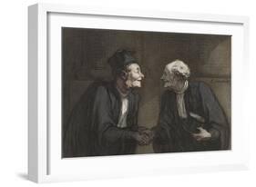 Two Lawyers Shake Hands, C. 1840-60-Honore Daumier-Framed Art Print