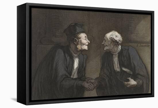 Two Lawyers Shake Hands, C. 1840-60-Honore Daumier-Framed Stretched Canvas