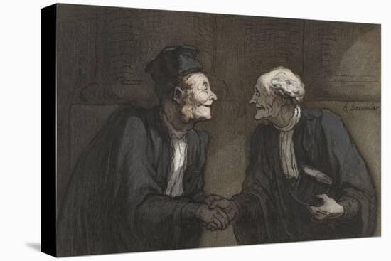 Two Lawyers Shake Hands, C. 1840-60-Honore Daumier-Stretched Canvas