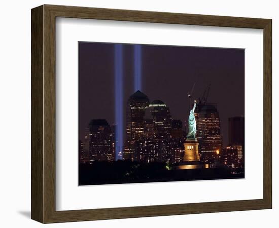Two Light Beams Illuminate the Sky-null-Framed Photographic Print