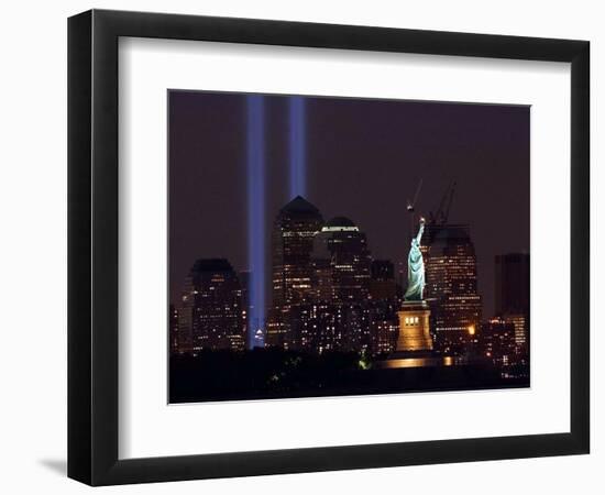Two Light Beams Illuminate the Sky-null-Framed Photographic Print