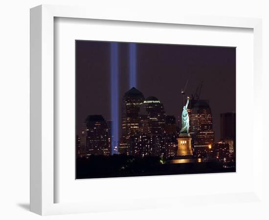 Two Light Beams Illuminate the Sky-null-Framed Photographic Print