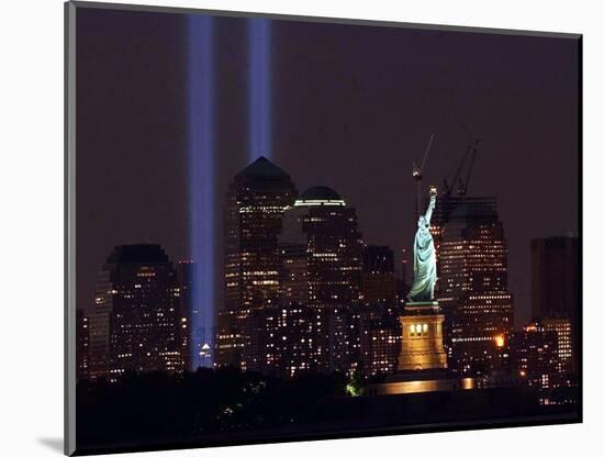 Two Light Beams Illuminate the Sky-null-Mounted Photographic Print