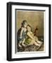 Two Little Girls are Both Delighted and Somewhat Frightened by a Jack-In-The- Box-Lobrichon-Framed Art Print