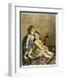 Two Little Girls are Both Delighted and Somewhat Frightened by a Jack-In-The- Box-Lobrichon-Framed Art Print