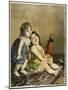 Two Little Girls are Both Delighted and Somewhat Frightened by a Jack-In-The- Box-Lobrichon-Mounted Art Print