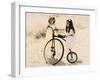 Two Little Girls by an Old Fashioned Bicycle-Nora Hernandez-Framed Giclee Print