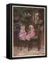 Two Little Girls Dressed in Pink Outfits Sit at the Counter of a Toy and Sweet Shop-Helen Allingham-Framed Stretched Canvas