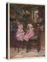 Two Little Girls Dressed in Pink Outfits Sit at the Counter of a Toy and Sweet Shop-Helen Allingham-Stretched Canvas