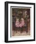 Two Little Girls Dressed in Pink Outfits Sit at the Counter of a Toy and Sweet Shop-Helen Allingham-Framed Art Print