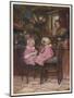 Two Little Girls Dressed in Pink Outfits Sit at the Counter of a Toy and Sweet Shop-Helen Allingham-Mounted Art Print