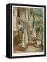 Two Little Girls Help their Mother with the Laundry on Washday-null-Framed Stretched Canvas