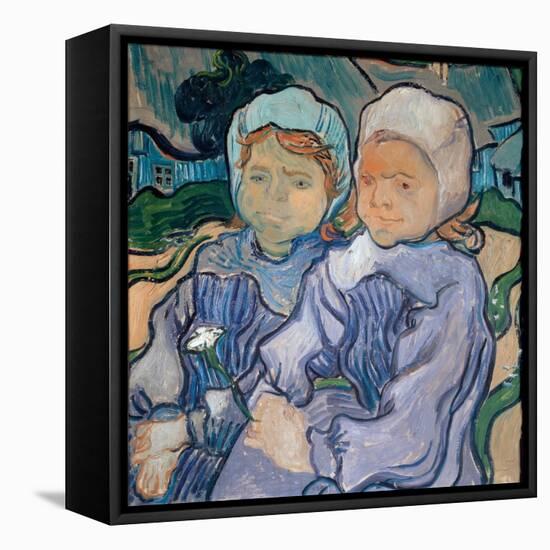 Two Little Girls, June 1890 (Oil on Canvas)-Vincent van Gogh-Framed Stretched Canvas