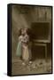 Two Little Girls on an Easter Postcard-null-Framed Stretched Canvas