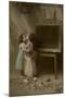 Two Little Girls on an Easter Postcard-null-Mounted Photographic Print