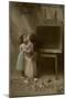 Two Little Girls on an Easter Postcard-null-Mounted Photographic Print