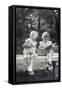 Two Little Girls Sitting on a Bench-Philip Gendreau-Framed Stretched Canvas