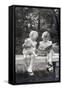 Two Little Girls Sitting on a Bench-Philip Gendreau-Framed Stretched Canvas