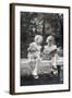 Two Little Girls Sitting on a Bench-Philip Gendreau-Framed Photographic Print