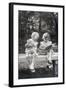 Two Little Girls Sitting on a Bench-Philip Gendreau-Framed Photographic Print