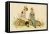 Two Little Girls Sitting on a Log-Kate Greenaway-Framed Stretched Canvas