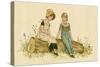 Two Little Girls Sitting on a Log-Kate Greenaway-Stretched Canvas