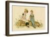 Two Little Girls Sitting on a Log-Kate Greenaway-Framed Art Print