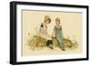 Two Little Girls Sitting on a Log-Kate Greenaway-Framed Art Print