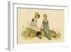 Two Little Girls Sitting on a Log-Kate Greenaway-Framed Art Print