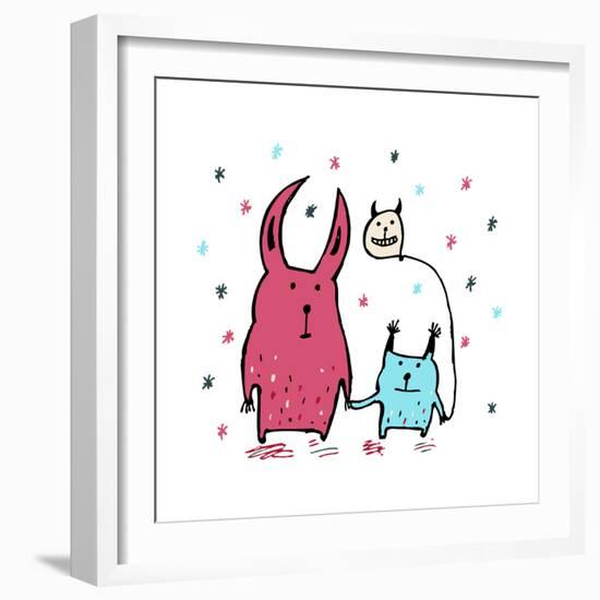 Two Little Monsters-Carla Martell-Framed Giclee Print