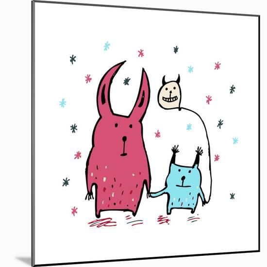 Two Little Monsters-Carla Martell-Mounted Giclee Print