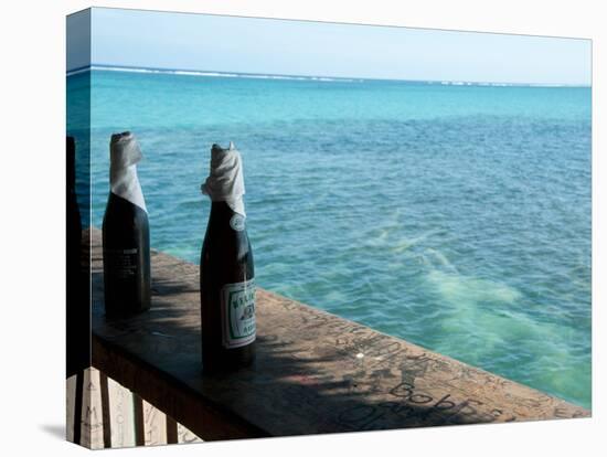 Two Local Beers on Ledge at Popular Bar, Palapa Bar, San Pedro-null-Stretched Canvas